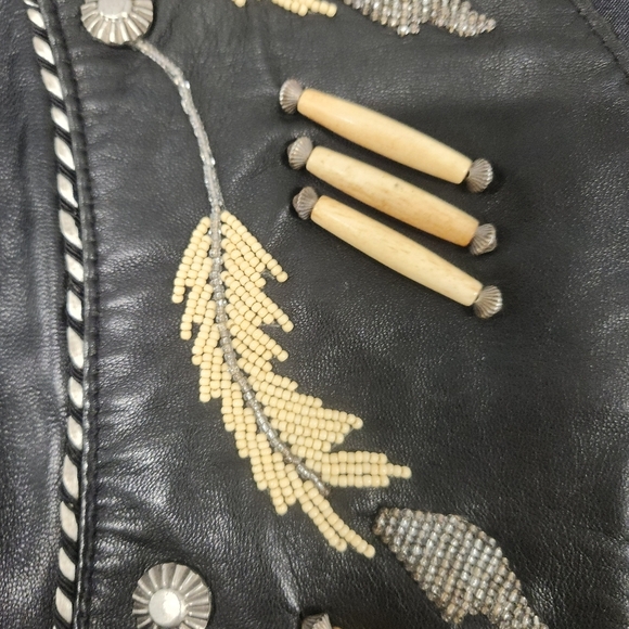 Tribe America Embelished Leather Vest SZ 8 RARE - Picture 8 of 16